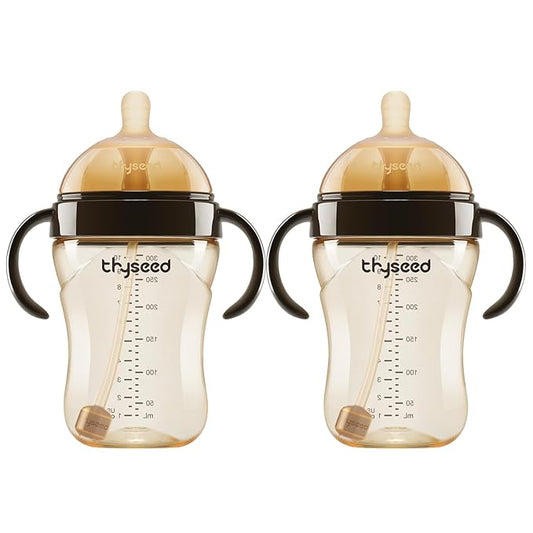 Thyseed PPSU Natural Breast-Like Bottle with Nipple(7-10 Months),10oz，2pack
