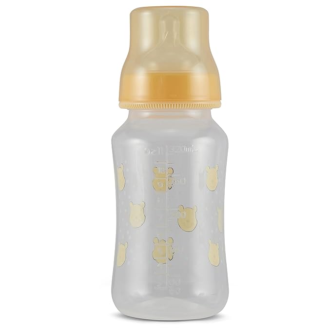 Disney Winnie The Pooh Baby Bottles 11 oz for Boys or Girls | 2 Pack of Infant Hourglass Shaped Bottles with Cover for Newborns and All Babies | BPA-Free Plastic Baby Bottle for Baby Shower
