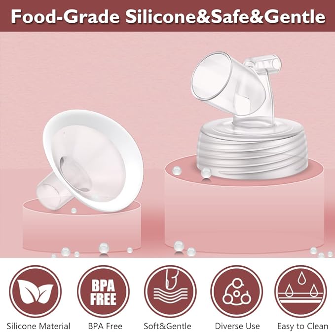 2 Packs 16mm Flange Set, Updated Soft Rim Shield and Wide Mouth Base Connector Pump Parts for Spectra S2 Spectra S1 9 Plus Breastpumps Accessories, 106 Degree Wider Opening Angel