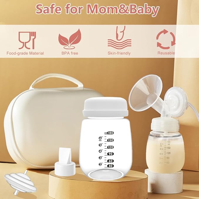 2pcs Breast Pump Collection Bottles for Spectra S2 S1 9 Plus Motif Luna Breast Pumps, 6.oz 180ml Reusable Wide Neck Bottles with Collar and Sealing Disc, Replace for Spectra Bottle