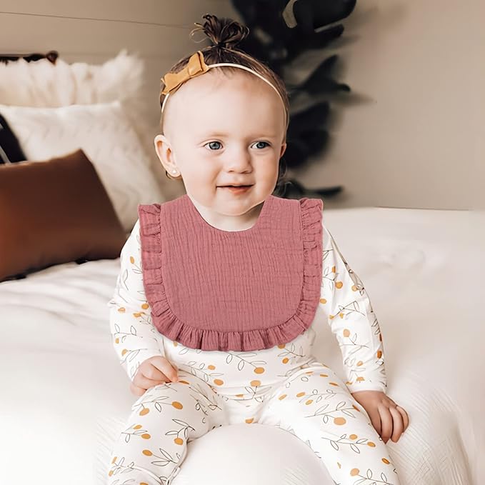 Muslin Baby Bibs for Drooling and Teething Newborn Drool Bibs for Baby Girl Boy