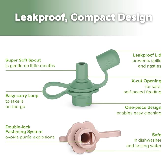 haakaa Multi-Functional Silicone Spout,Pouch Topper No Spill,Water Bottle Topper for Toddlers,100% Food Grade Silicone,4 Pack