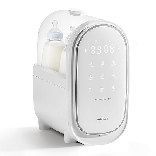 Baby Bottle Warmer, 11-in-1 Milk Warmer for Breastmilk & Formula with Night Light, Detachable Body for Easy Cleaning & Accurate Temperature Control, Timer, Double Bottles Warmer