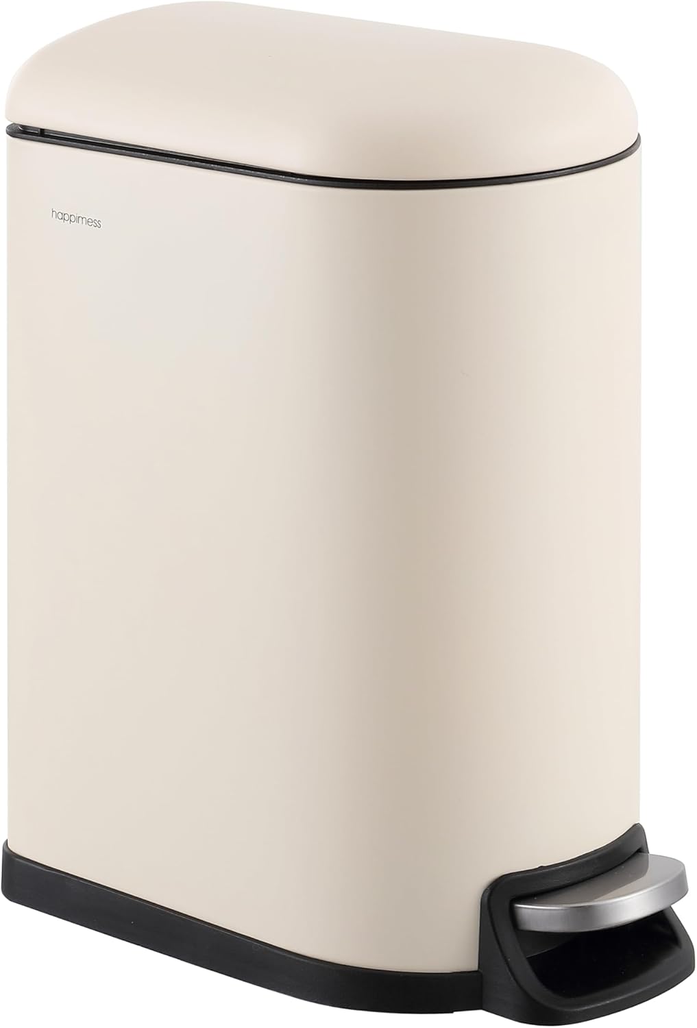 happimess HPM1009F Roland Mini 2.6-Gallon Step-Open Trash Can, Limestone Beige,with Soft-Close Lid, Fingerprint Resistant, Modern, Minimalistic for Home, Kitchen, Office, Bedroom, Bathroom
