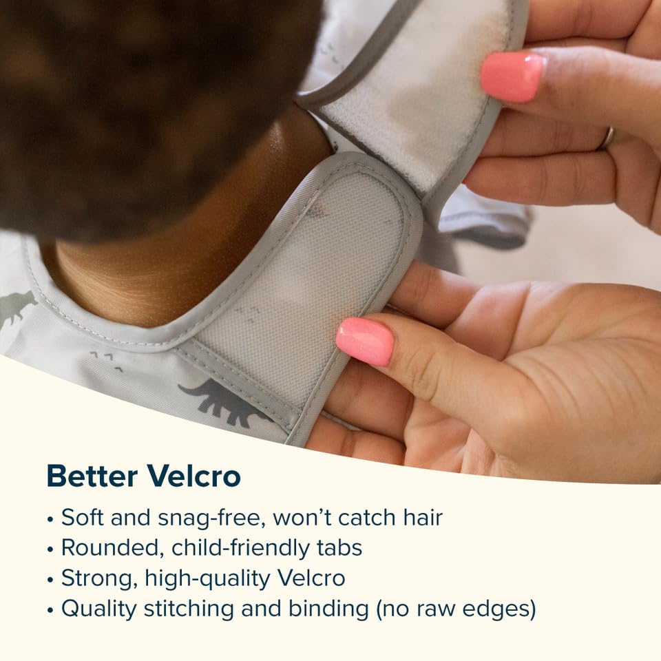 Tiny Twinkle Mess Proof Baby Bib,Waterproof Smock Baby Bib for Eating,Machine Washable Long Sleeve Bib,Baby Led Weaning,Toddler Bib (Checkers Blue, Large 2-4 Years)