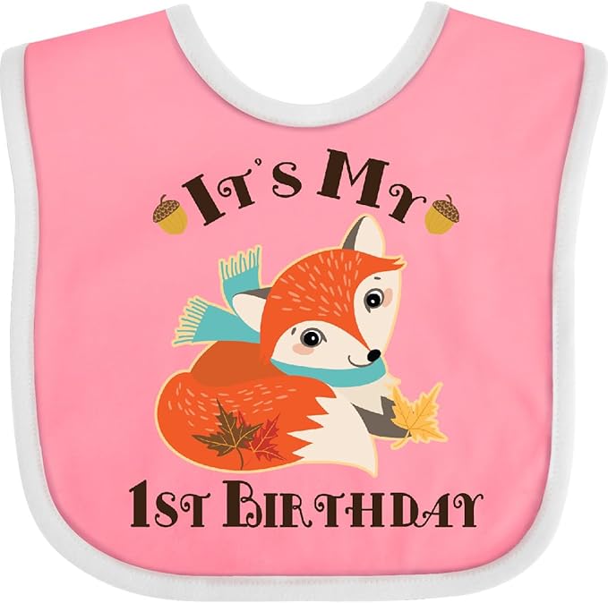 inktastic 1st Birthday Woodland Fox Baby Bib