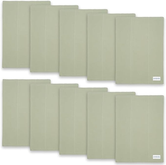 Comfy Cubs Baby Burp Cloths Set (Pack of 10) - Large, 6-Layer, Ultra Absorbent 100% Cotton for Infant Spit-Up, Drool, and Messes - Soft, Gentle, Thoughtful New Born Baby Gifts, Sage