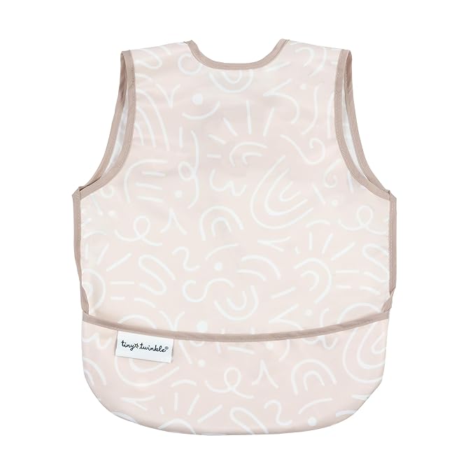 Tiny Twinkle Short Sleeve Apron Baby & Toddler Bib for Boys – Waterproof, Mess-Proof Bibs for Eating & Feeding, Machine Washable, Perfect Holiday Gift (Zen Garden, 6–24M)