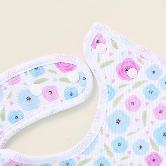 8 Pack Baby Bibs Unisex Adjustable with Snaps Ultra Soft Absorbent Drooling Teething for Boys and Girls