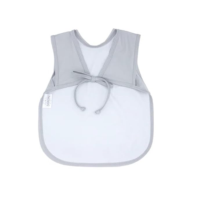 BapronBaby Minimalist Light Grey Bapron - No Neck Tie Safer Bib for Baby & Toddler - Soft Waterproof Stain Resistant - Machine Washable - Sz Preschool 3-5yrs