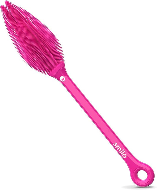 Smilo Silicone Baby Bottle Brush - Soft Touch Baby Bottle Cleaner with Flexible Twin Tip to get Cups, Glasses and Baby Bottles Extra Clean - Food-Grade Silicone, Dishwasher Safe & BPA-Free - Pink