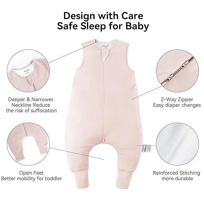 BubblePanda Rayon Made from Bamboo Toddler Sleep Sack with Feet 6-12 Months 0.5 Tog Ultra Soft Toddler Sleeping Sack Baby Sleep Bag Walker Wearable Blanket with Legs 2-Way Zipper Lightweight