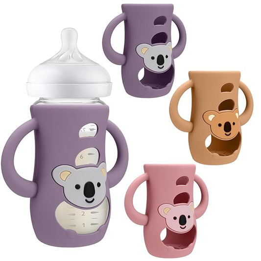 BUSOHA 3 Pack Koala Silicone Sleeves for Avent Baby Bottles - Drop Protection Baby Bottle Sleeves with Handle for Avent Natural Baby Bottles,8 Ounce