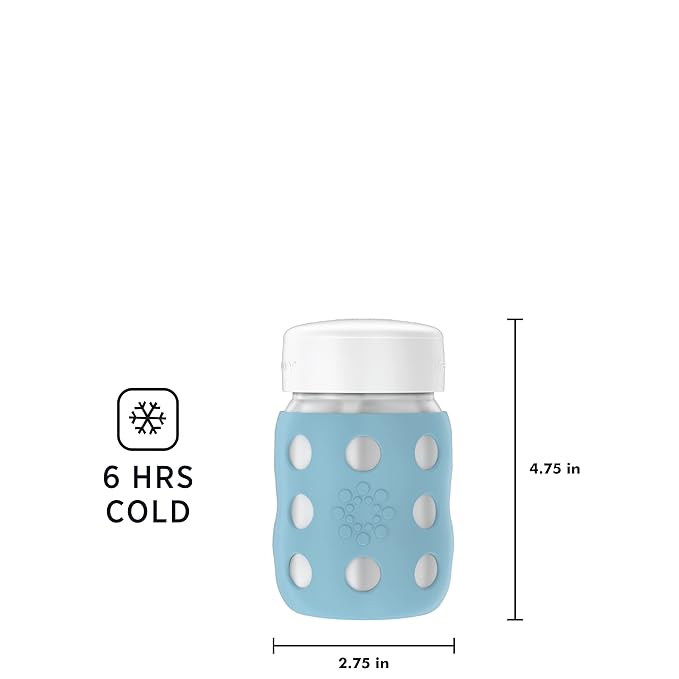 Lifefactory 8-Ounce Stainless-Steel Vacuum-Insulated Wide-Neck Baby Bottle with Flat Cap, Denim (LS2231WDE4)