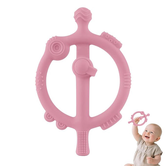 Chuya Baby Teething Toys with Easy-Hold Ring Sticks Baby Teether Toy for 3-6-12-24 Months Babies Infant Cooling Sore Gums Teething Relief, Silicone Sensory Toys BPA Free
