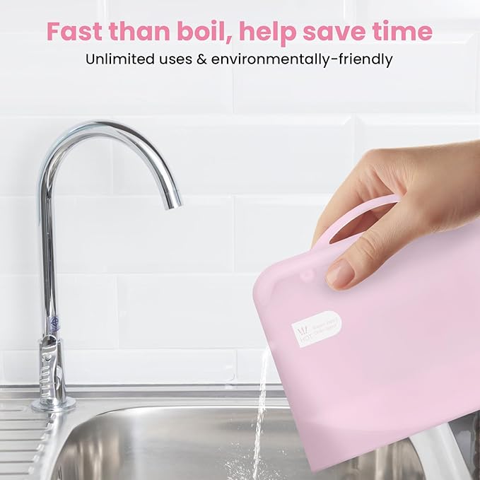 Silicone Microwave Steam Sterilizer Bag for Baby Bottles, Reusable Sterilizing Bag for Pump Parts and Toddler Accessories, Easy to Use Sterilizer Bags Perfect for Home and Travel, Pink& White (2PC)
