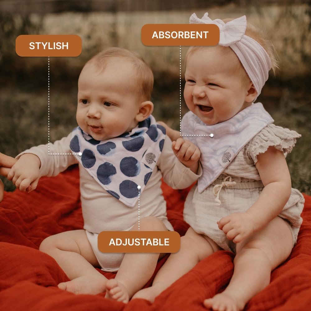 Parker Baby Bandana Drool Bibs 8 Pack Baby Bibs for Boys, Girls, Unisex - Soft & Stylish Teething Bibs for Babies