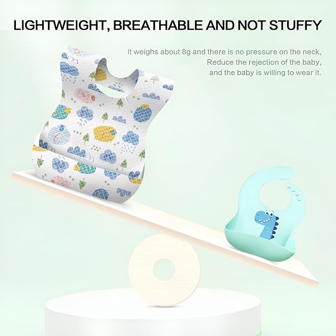 30/60pcs Baby Disposable Bibs-Individually Packaged,Soft, Leak Proof and Convenient, disposable bibs for toddlers