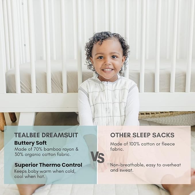 Tealbee Dreamsuit Toddler Sleep Sack with Feet – Walker Sleep Bag with Legs, Rayon made from Bamboo, All Season 1.2 TOG, 2-Way Zipper, 3T-4T - Alphabet