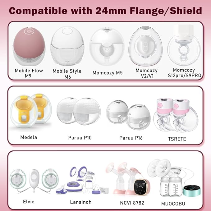 8PC Flange Insert 15/17/19/21mm Compatible with Momcozy M5/M6//M9 Wearable Breast Pump Replacement, BPA Free Silicone M5/M6/M9 Flange Inserts Same Suction as OEM(8PC-4Size)