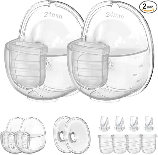 Two Full Sets Breast Pump Parts with 24mm Flange Compatible with Lansinoh Discreet Duo/NCVI/Nuliie/NICEGREEN Life/Zooawa S32 Breast Pump Replacement Parts,S32 Pump Parts,Extra Duckbill Valve&Diaphragm