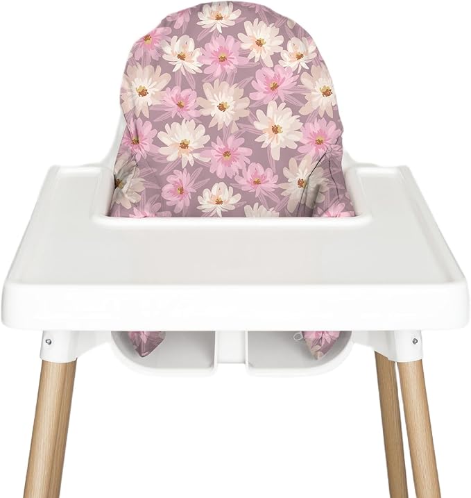 Nibble and Rest Highchair Cushion Cover for Inflatable Cushion, Compatible for IKEA Antilop Highchair,Accessories Stain-Proof and Wipeable Cover (Cushion NOT Included)(Lilac Petals)