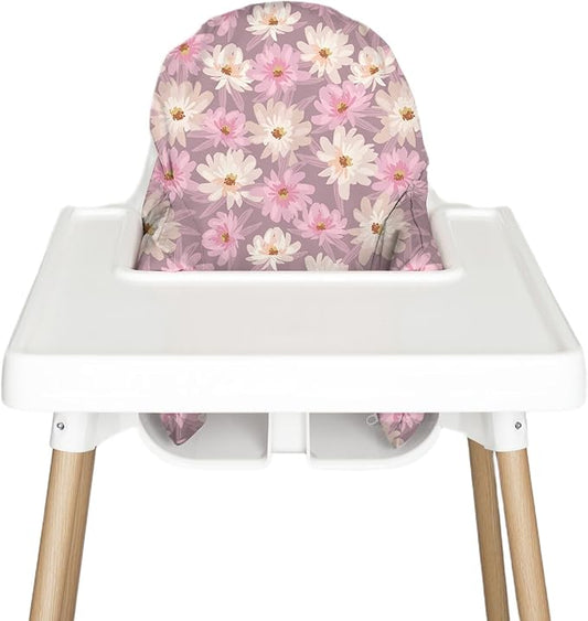 Nibble and Rest Highchair Cushion Cover for Inflatable Cushion, Compatible for IKEA Antilop Highchair,Accessories Stain-Proof and Wipeable Cover (Cushion NOT Included)(Lilac Petals)