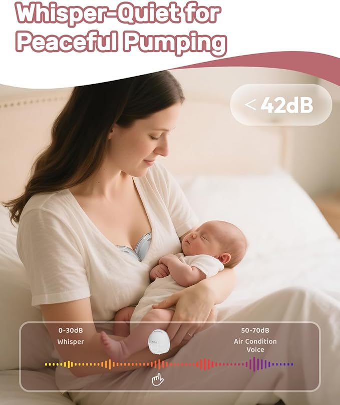 NCVI Wearable Hands Free Breast Pump, 4 Modes & 9 Levels with Multitronic Suction, Ultra-Quiet <42dB, Long Battery Life (150min), 21/24mm Flange Insert, Portable Electric Breastfeeding Pump for Moms
