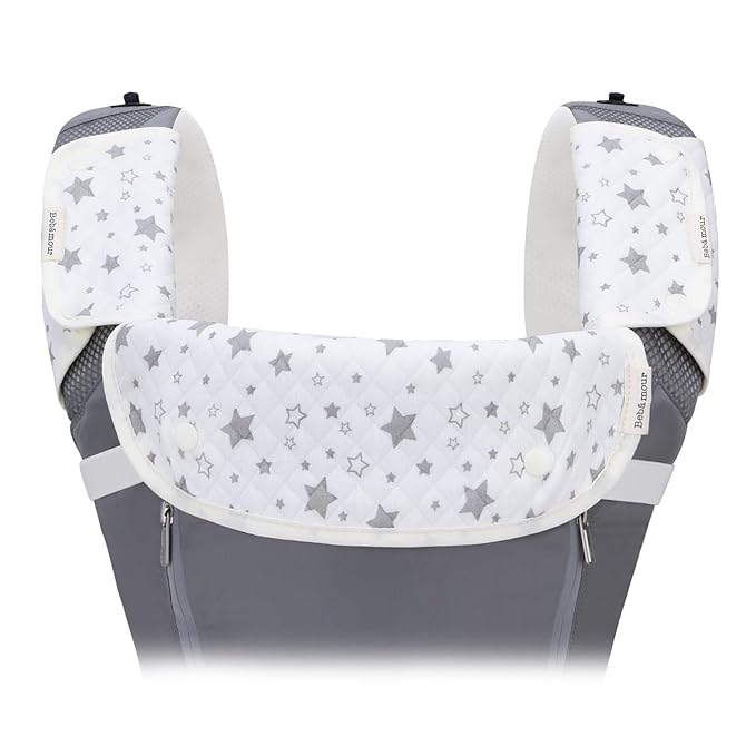 Bebamour Drool and Teething Reversible Cotton Pad For All Carry Positions Baby Carrier White Drool Bib For Boys & Girls(Light Grey)