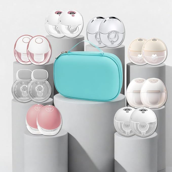 Wearable Breast Pumps Carrying Case, Hard Shell Breast Pump Bag with Waterproof Removable Tray, Breast Pump Storage Bag Compatible with Most of Wearable Breast Pumps (Teal)