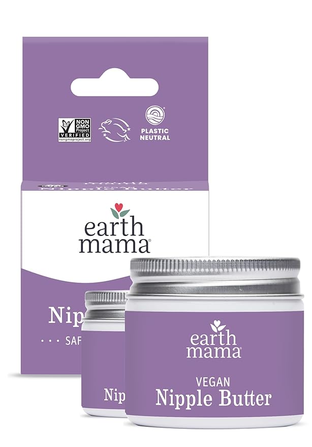 Earth Mama Vegan Nipple Butter | Cruelty-Free Breastfeeding Cream for Nursing Mamas | NO Lanolin, 2-Ounce (2-Pack)