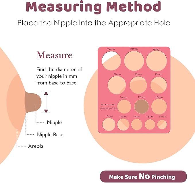 Flange Sizing Kit with 10PCS Flange Inserts 13/15/17/19/21mm, Nipple Measurement Tool, Silicone Flange Insert Kit for 24mm Flange/Shield Electric Breast Pumps, Breastfeeding Essentials Kit