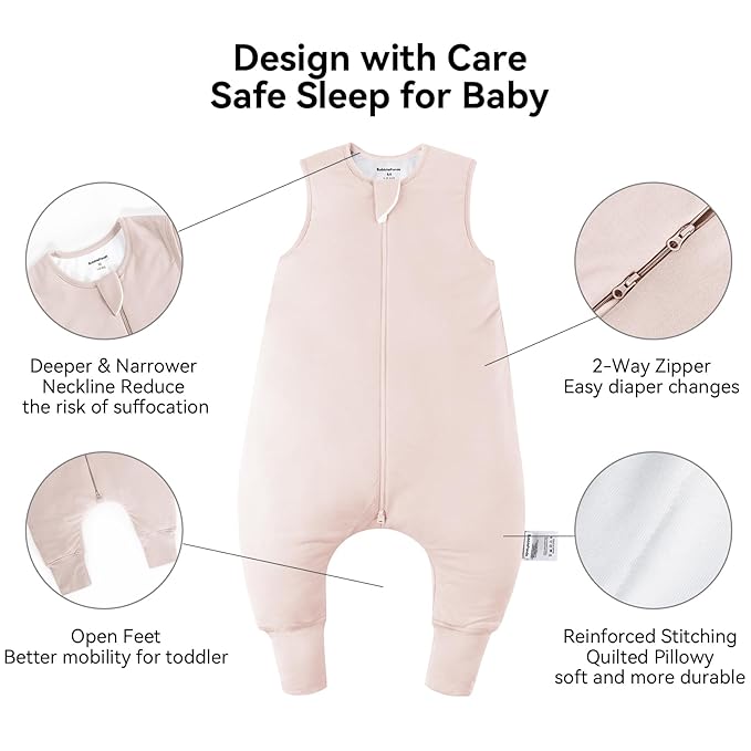 Rayon Made from Bamboo Toddler Sleep Sack with Feet 24-36 Months 1.0 Tog Ultra Soft Toddler Sleeping Sack 2t-3t Sleep Bag Walker Quilted Wearable Blanket with Legs 2-Way Zipper Lightweight