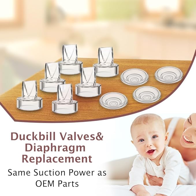 6pcs Duckbill Valves and 4pcs Silicone Diaphragm Compatible with Momcozy S12 Pro/S9 Pro Wearable Breast Pump Accessories,Mom Cozy Breast Pump Replacement Accessories