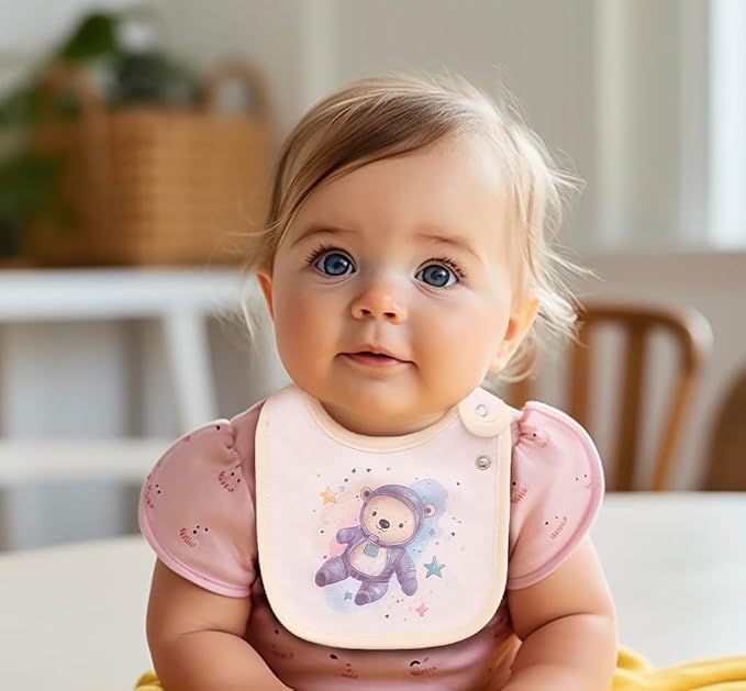 Maiwa 6 Pack Waterproof Cotton Baby Bibs for Girls Boys for Drooling Eating with Snaps