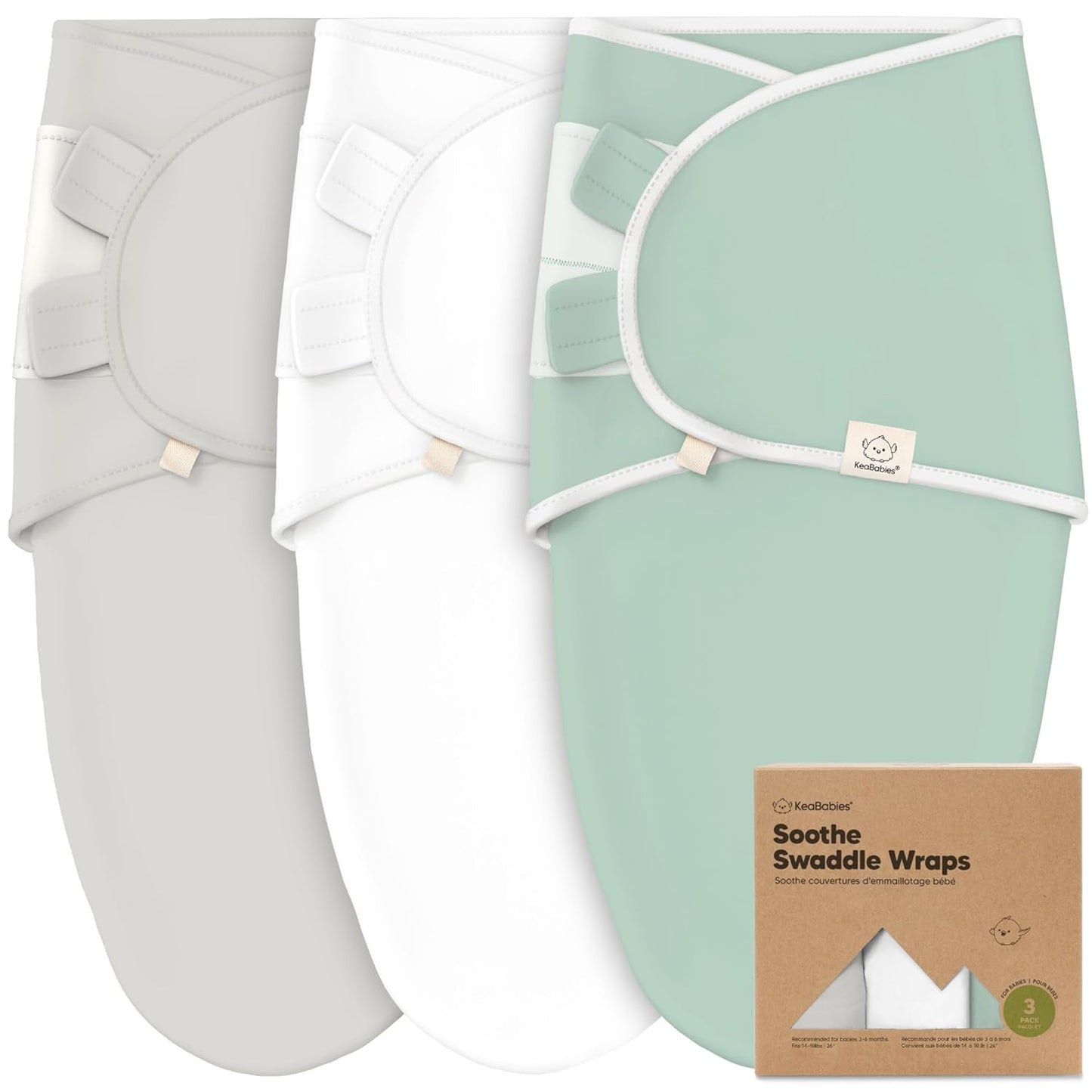 3-Pack Organic Baby Swaddle Sleep Sacks - Swaddles for Newborns, Infant 3-6 Months, Baby Girls, Boys, Soft & Snug Newborn Sleep Sack, Nursery Swaddling Blankets (Sage, L)