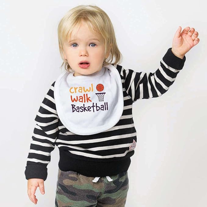 ChalkTalkSPORTS Basketball Baby & Infant Bibs | Soft Microfiber Basketball Baby Bibs