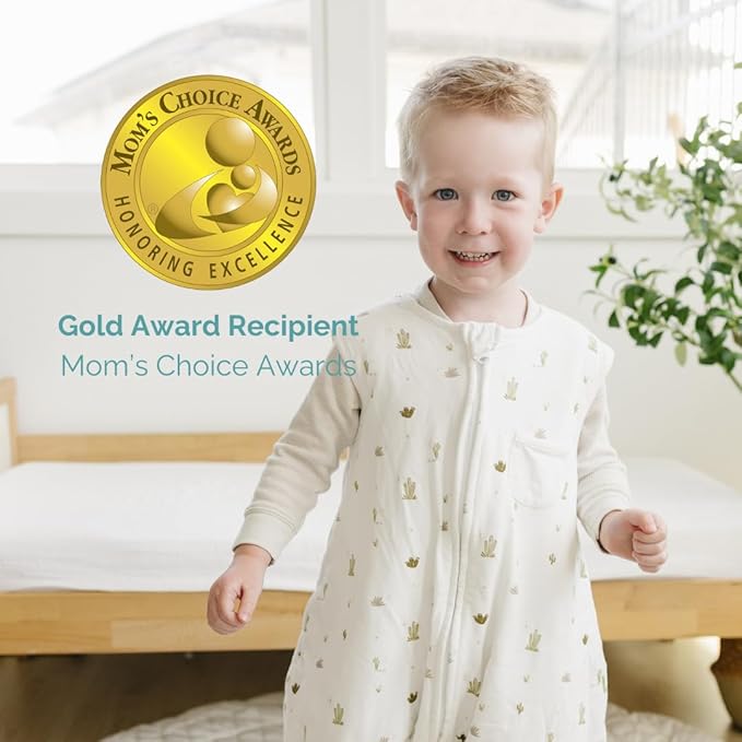 Tealbee Dreamsuit Toddler Sleep Sack with Feet – Walker Sleep Bag with Legs, Rayon made from Bamboo, Summer 0.8 TOG, 2-Way Zipper, 2T-3T - Cactus