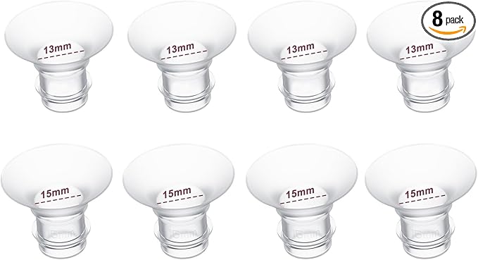 Flange Insert 13/15mm 8PCS Compatible with 24mm Flange/Shield of Most Pumps,Suitable for Momcozy/Medela/Spectra/TSRETE/Paruu Wearable Breast Pump,Reduce 24mm Tunnel Down to Correct Size,4pc/Size