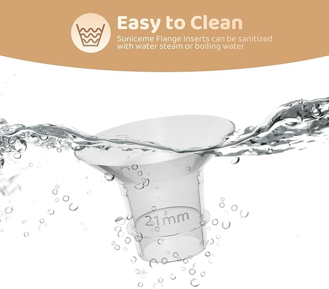 Flange Inserts 21mm Compatible with Medela/Spectra/TSRETE/Elvie/Momcozy/Bellababy Breast Pump 24mm Shields/Flanges, Reduce 24mm Nipple Tunnel Down to 21 mm, 4PCS