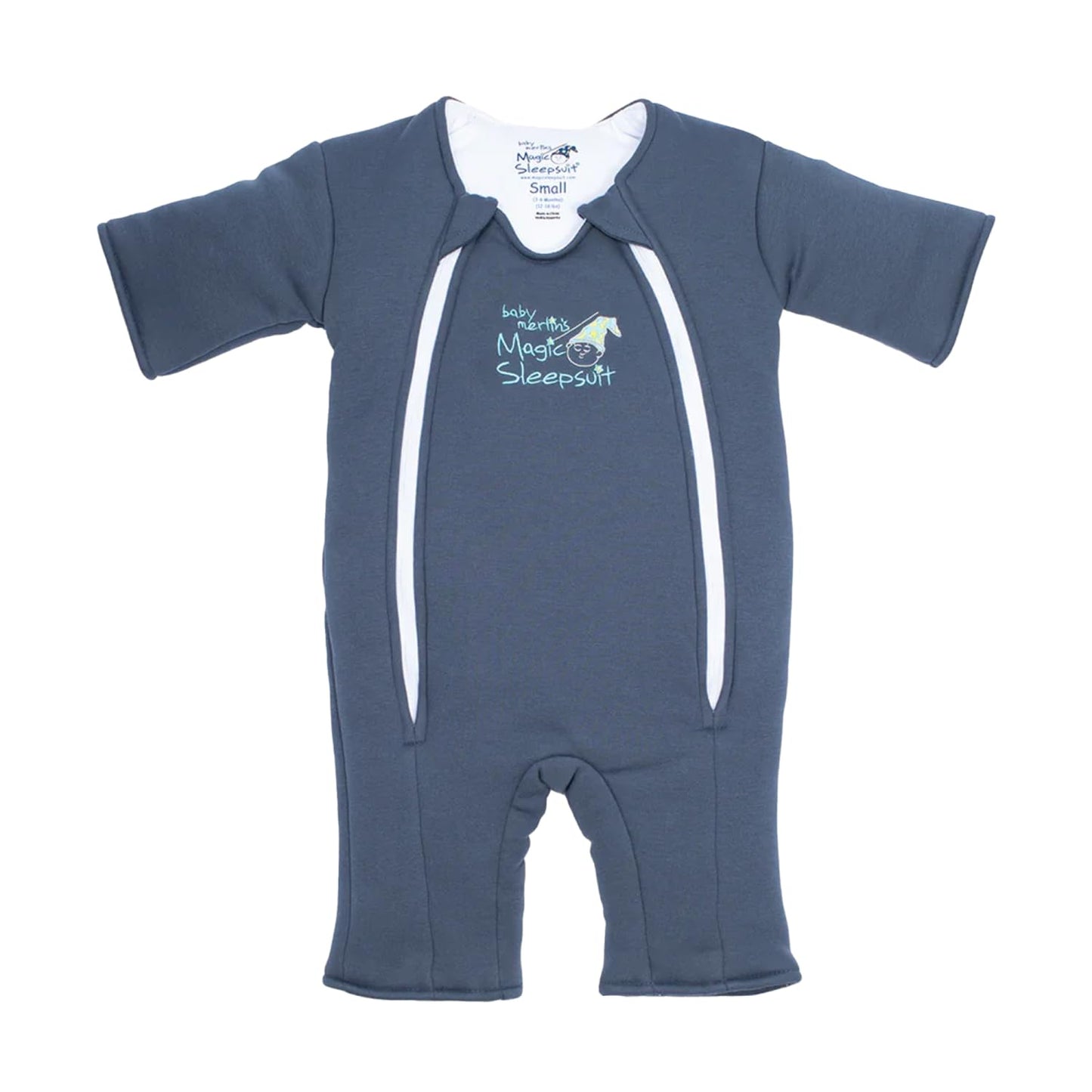 Magic Sleepsuit Baby Merlin's Cotton Baby Swaddle Transition Product - Soft and Cozy Design, Double Zipper for Easy Diaper Changes, Promotes Safe Sleep, 3-6 Months - Navy Blue - Large 18-21lbs