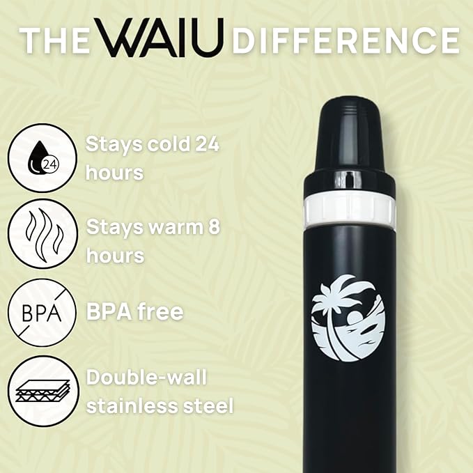 Versatile Waiu Insulated Baby Bottle | 4 oz & 6 oz Sizes | Keeps Drinks Hot for 8 Hours, Cold for 24 Hours | BPA-Free | Multiple Colors Available (Black, 6 oz.)