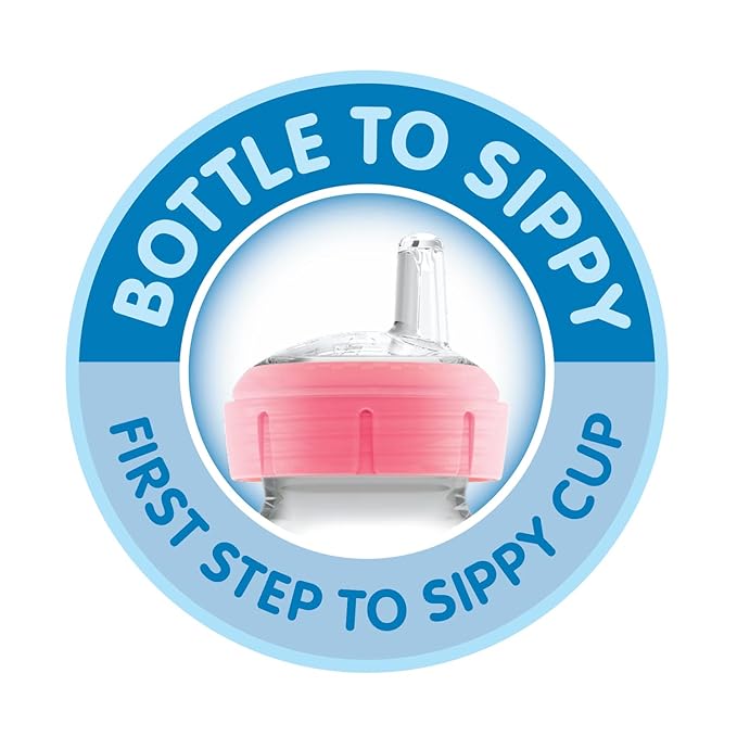 Dr. Brown's Anti-Colic Options+ Wide-Neck Sippy Bottle Starter Kit, 9oz/270mL, with Level 3 Medium-Fast Flow Nipple and Soft 100% Silicone Sippy Spout, Blue, BPA Free, 6m+