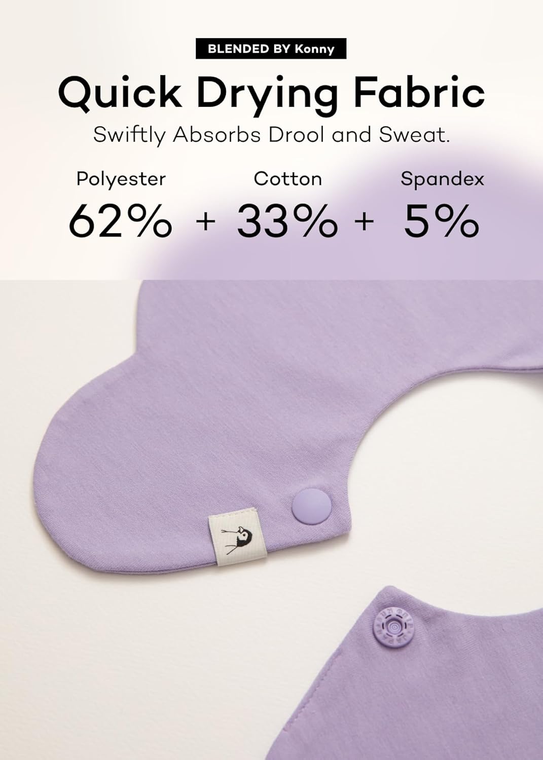 Konny Baby Bibs 5-Pack, 360 ° Rotate, Soft and Absorbent Bandana Drooling for Boys Girls baby Essentials