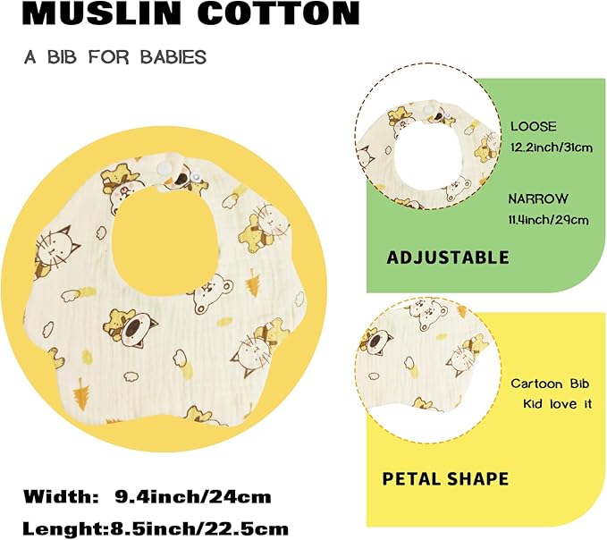 Muslin Baby Bibs for Drooling and Teething Newborn Drool Bibs for Baby Girl Boy