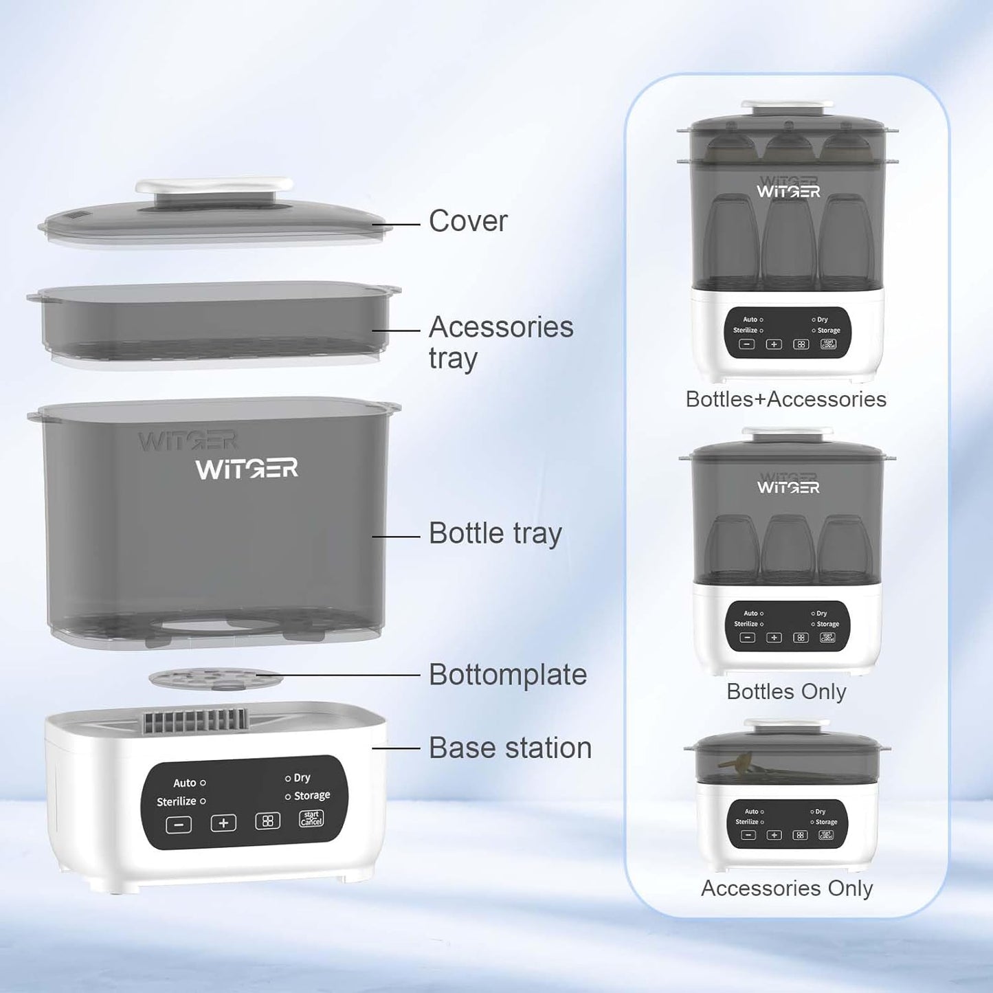 Baby Bottle Sterilizer and Dryer, Electric Steam Sterilizer for Baby Bottles, Pacifiers, and More, with Digital Controls.