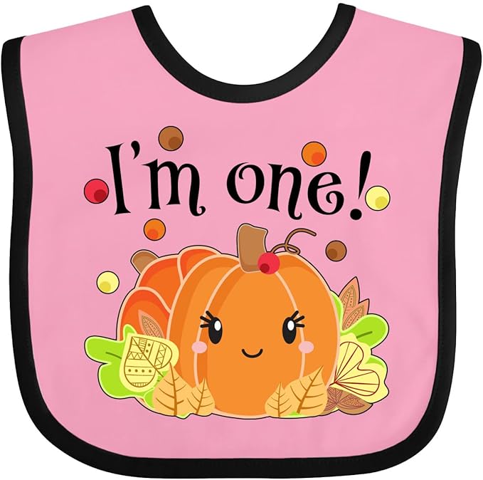 inktastic I'm One- Pumpkin Birthday Autumn Baby Bib