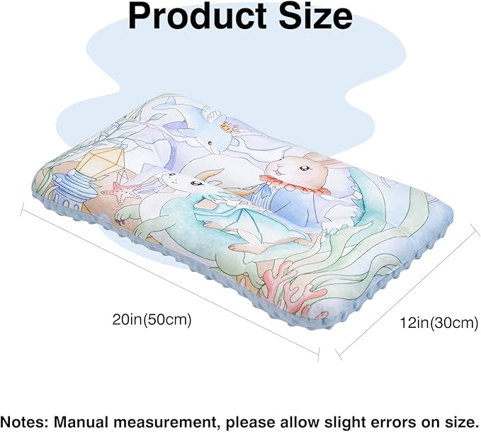 Reidio 1Pcs Toddler Pillow Double Sided Warm Plush & Minky Dot Fabric Kids Pillow Cute Small Pillow Machine Washable (#W-Rabbit Pink)