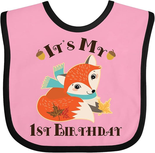 inktastic 1st Birthday Woodland Fox Baby Bib