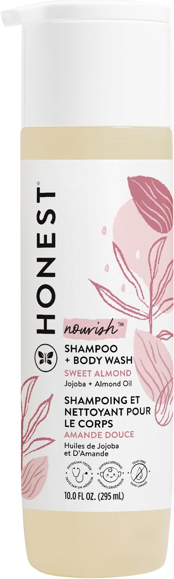 The Honest Company 2-in-1 Cleansing Shampoo + Body Wash | Gentle for Baby | Naturally Derived, Tear-free, Hypoallergenic | Sweet Almond Nourish, 10 fl oz
